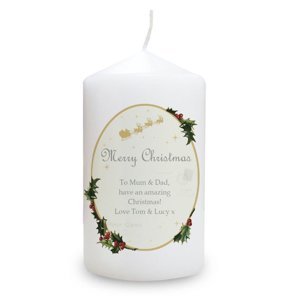Personalised Traditional Christmas Pillar Candle Extra Image 1